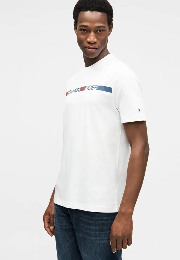 Футболка с логотипом в полоску, футболка с принтом Tommy Hilfiger, White — фото 4