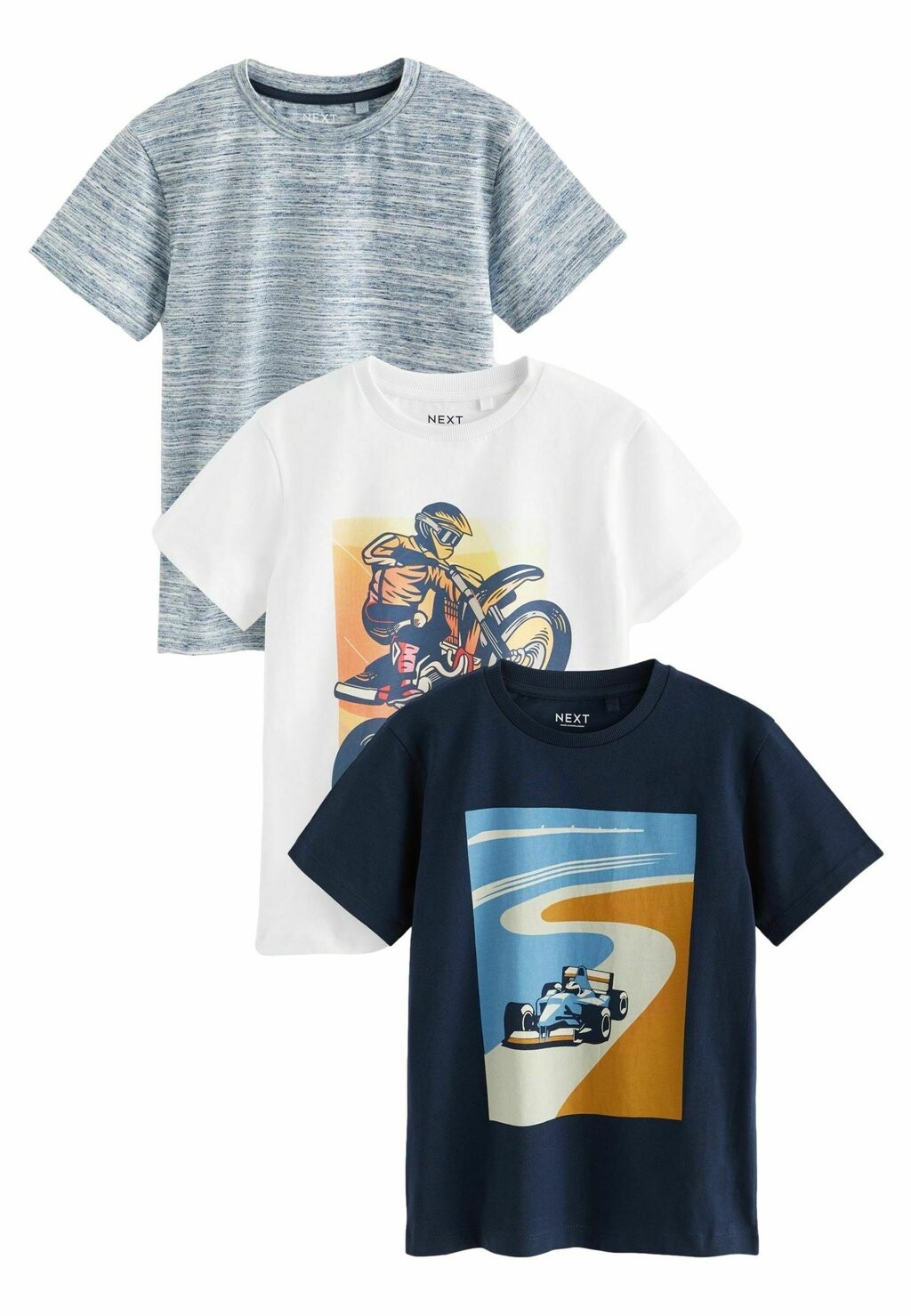 

Футболка с принтом SHORT SLEEVE GRAPHIC 3 PACK STANDARD Next, цвет navy blue texture vehicles
