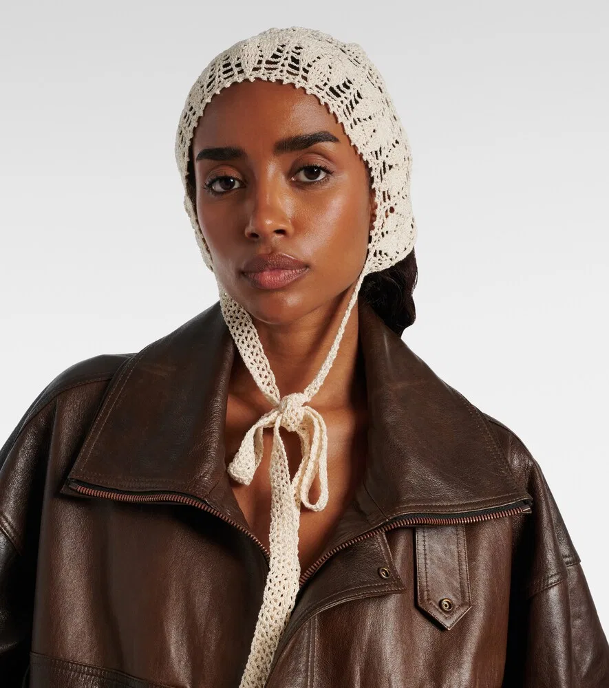 Вязаный хлопковый капюшон Magda Butrym, белый — фото 2
