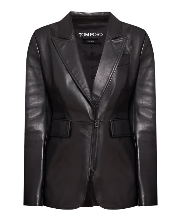 

Женская кожаная куртка Tom Ford черного цвета