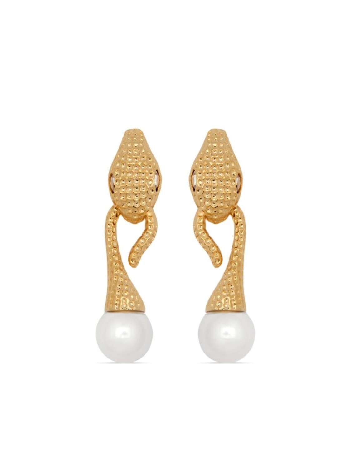 

Серьги-клипсы Snake Pearl Oscar de la Renta, золотой