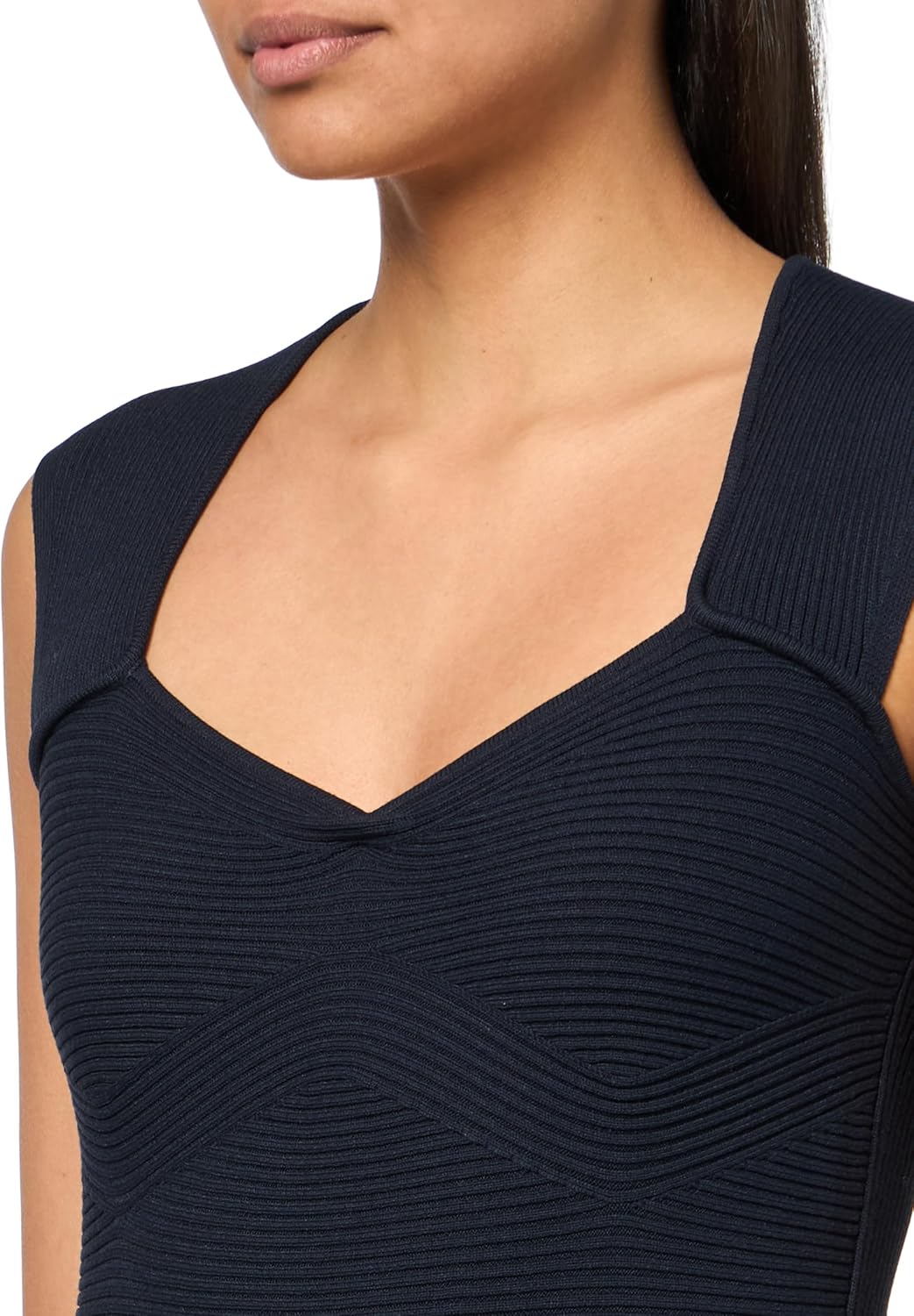 Женское платье BOSS Sweetheart из мягкого рубчика, Premium Navy — фото 3