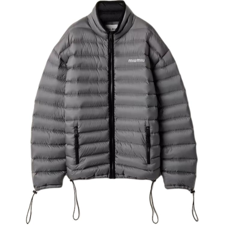 

MIU MIU Серая стальная женская пуховая куртка, Gray White Steel