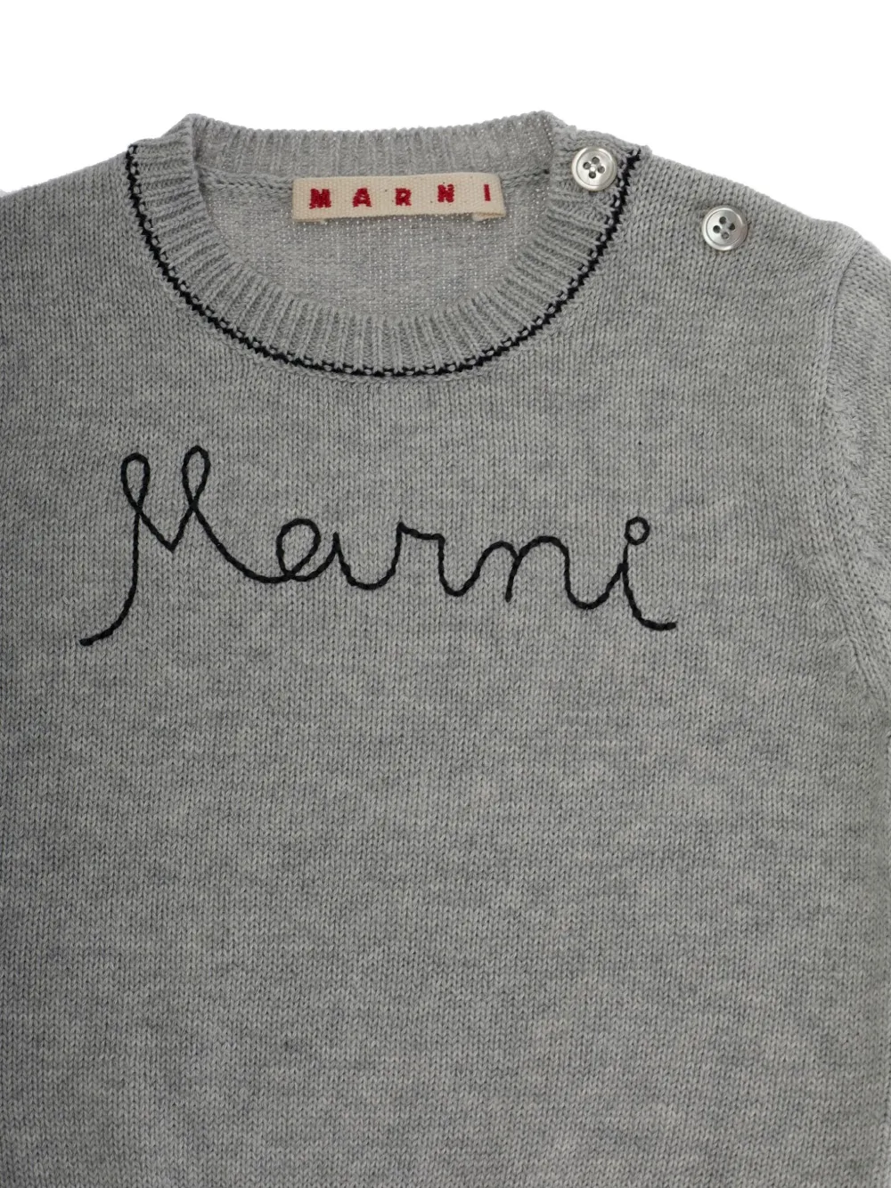 Вышитый топ с круглым вырезом Marni Kids, серый — фото 3