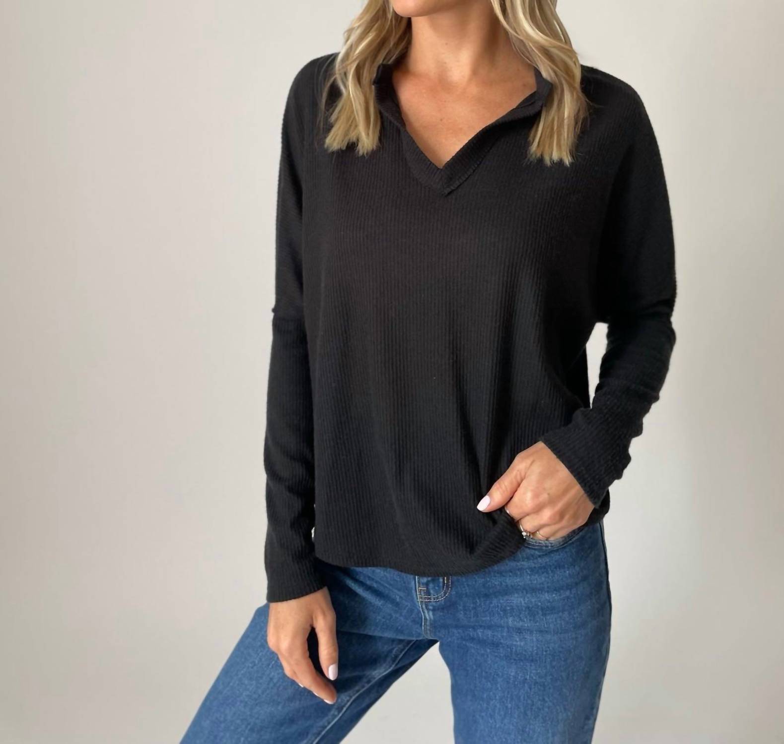 

Топ Molly Ribbed Top черного цвета SIX/FIFTY