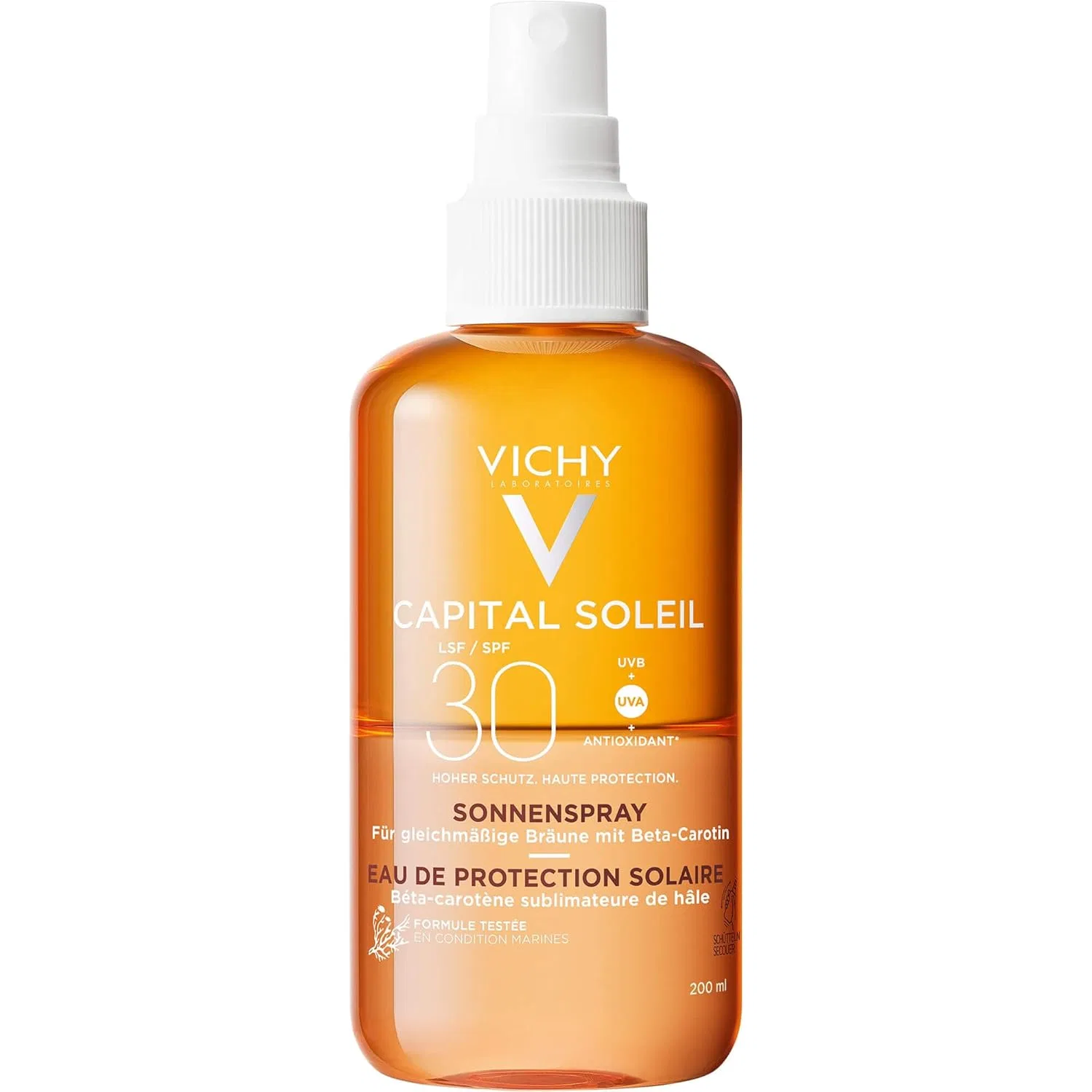 Солнцезащитный спрей Vichy Ideal Soleil Fresh Water SPF30 для сияющего загара, 200 мл Vichy