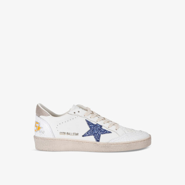 Женские низкие кроссовки Ballstar 11871 из кожи с блестками и звездами Golden Goose, белый