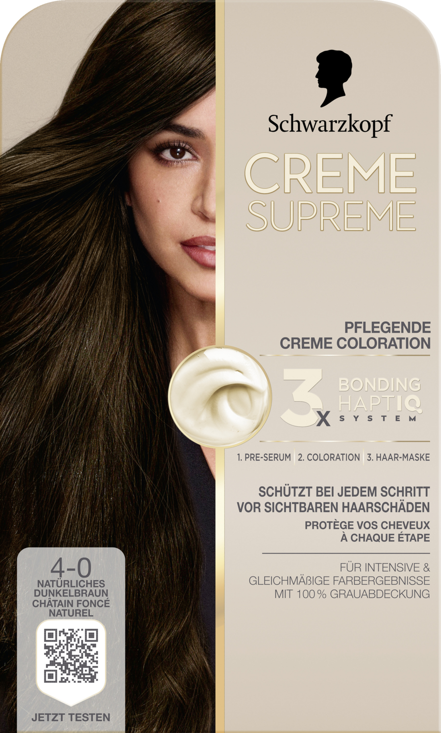 

Краска для волос CREME SUPREME Pflegende Coloration 4-0 Natürliches Dunkelbraun