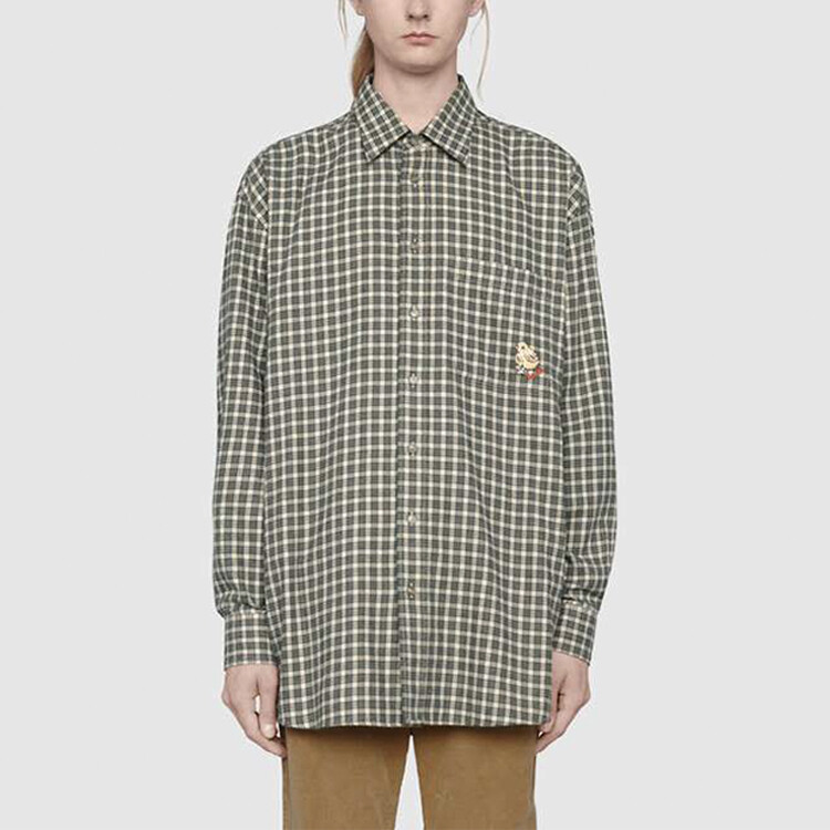 Рубашка мужская Gucci, клетка Tricolor check, зеленый/белый — фото 2