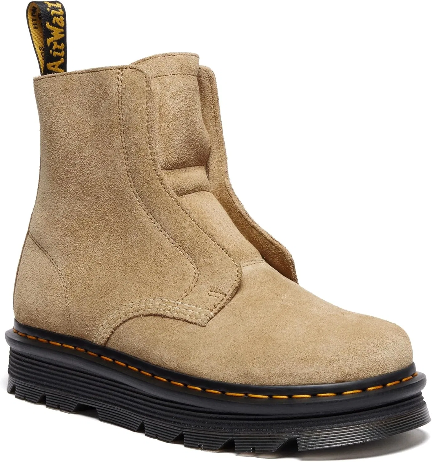 Мужские ботинки Dr. Martens Zebzag без шнурков, цвет Savannah Tan, замша, платформа, Black