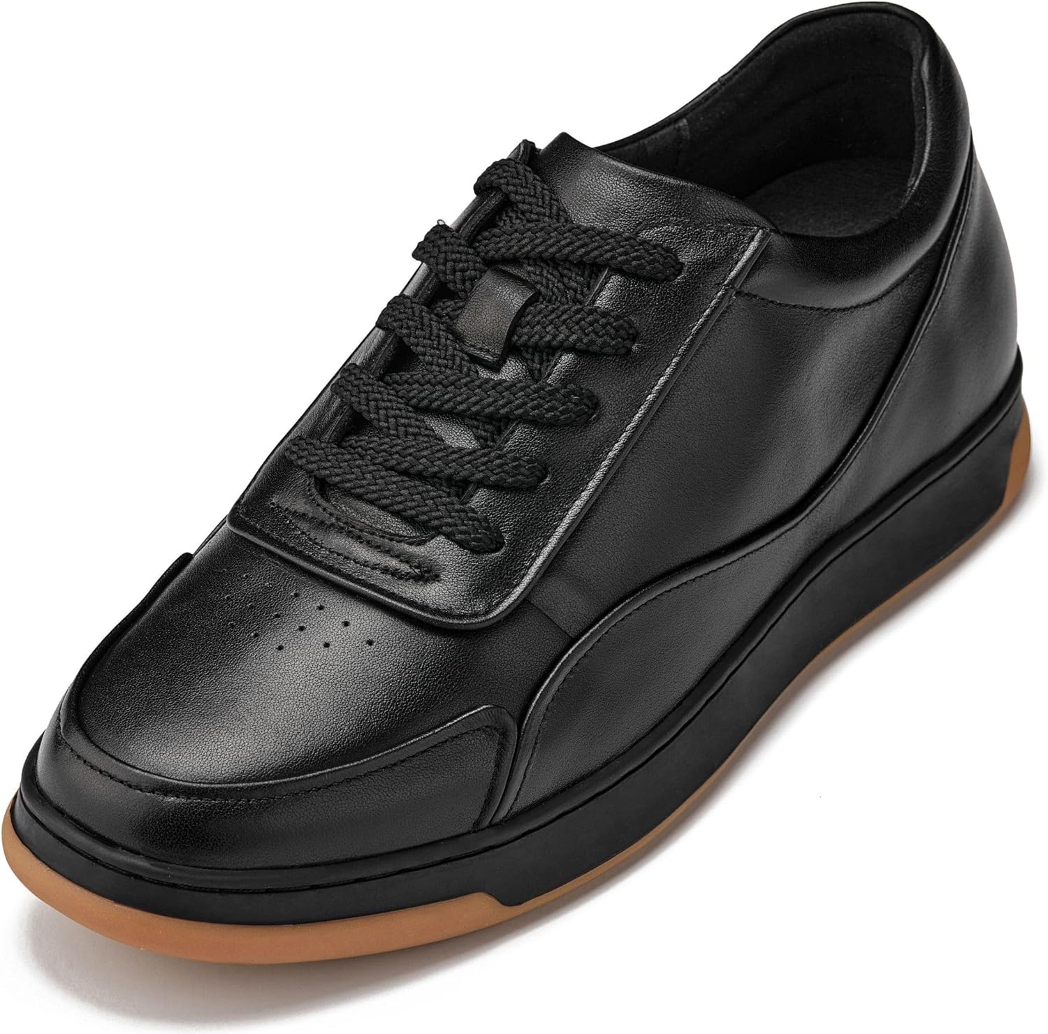 

Мужские невидимые увеличивающие рост обувь CALTO - черные премиум кожаные кроссовки на шнуровке - прибавка роста 7 см - Y7885 - размер 9 D(M) US