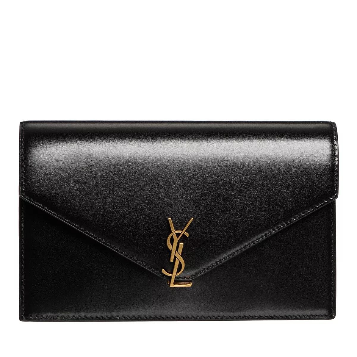 

Миниатюрная сумка конверт из гладкой кожи Saint Laurent, черный