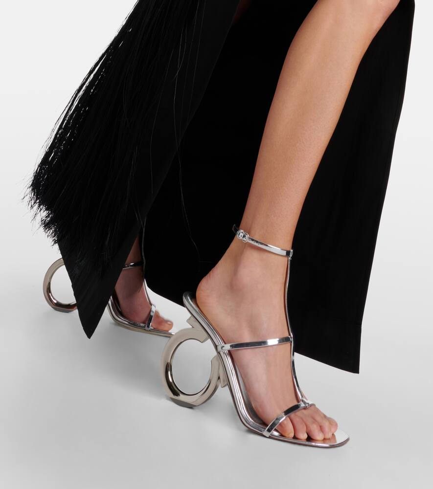 Элина 105 сандалии из металлизированной кожи Ferragamo, Argento 8 — фото 4