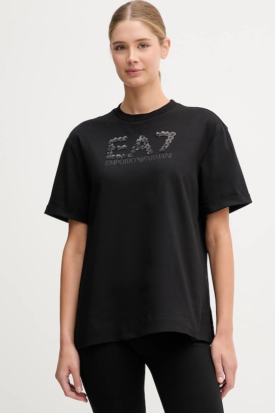 

Хлопковая футболка Ea7 Emporio Armani, черный