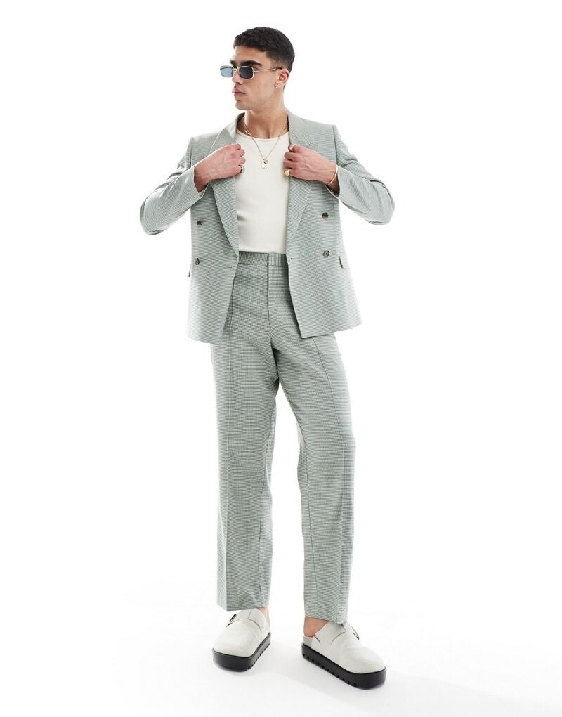 

Зеленые льняные брюки с выпуклым кроем ASOS DESIGN