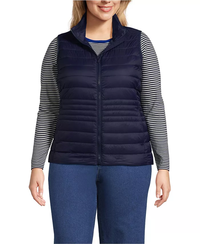 

Жилет Wanderweight Packable Down Size Plus Lands' End, синий