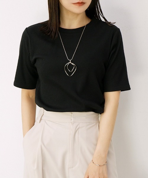 

CLOTHY Футболка с рукавами 3/4, ребристая, Tereko, черный