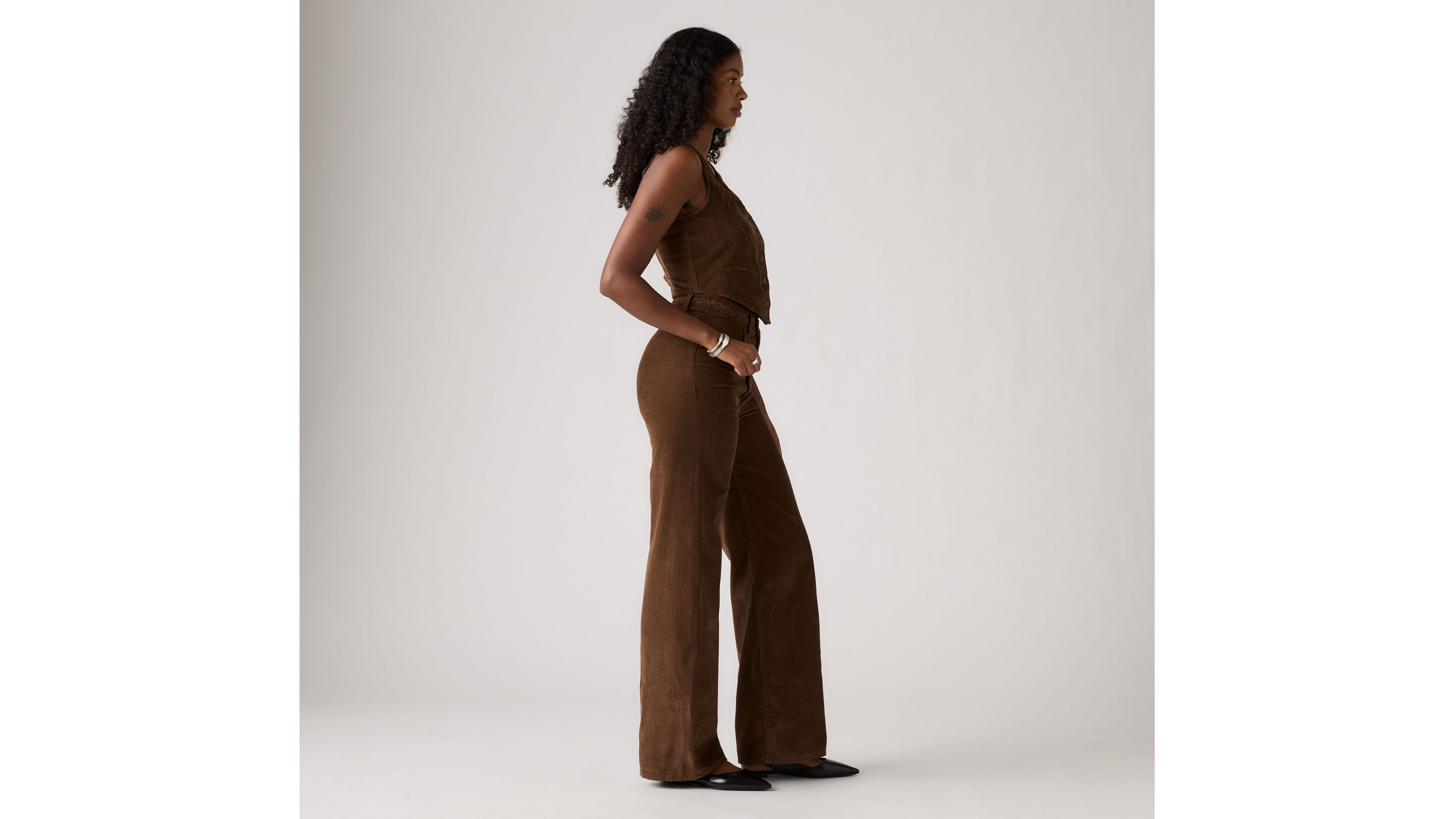 Женские джинсы Ribcage Wide Leg с плетением Levi's, Carafe - Brown — фото 4