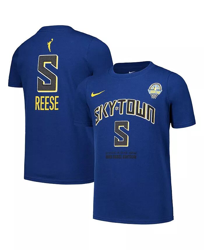 

Футболка с именем и номером Big Boys and Girls Angel Reese Blue Chicago Sky Draft Rebel Edition Nike