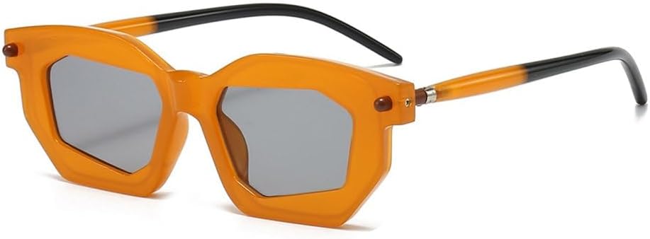 

Солнцезащитные очки Polygon Cat Eye для женщин, двухцветные, модные, с прозрачными линзами; очки для мужчин в стиле панк с заклепками, уникальные солнцезащитные очки UV400 TYUVIVO, Orange