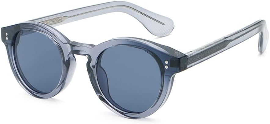 

модные солнцезащитные очки для женщин, винтажные солнцезащитные очки в круглой оправе из ацетата, солнцезащитные очки для мужчин с защитой от УФ-излучения UV400, коричневые, черные, унисекс WNCKSQ, Grey Blue