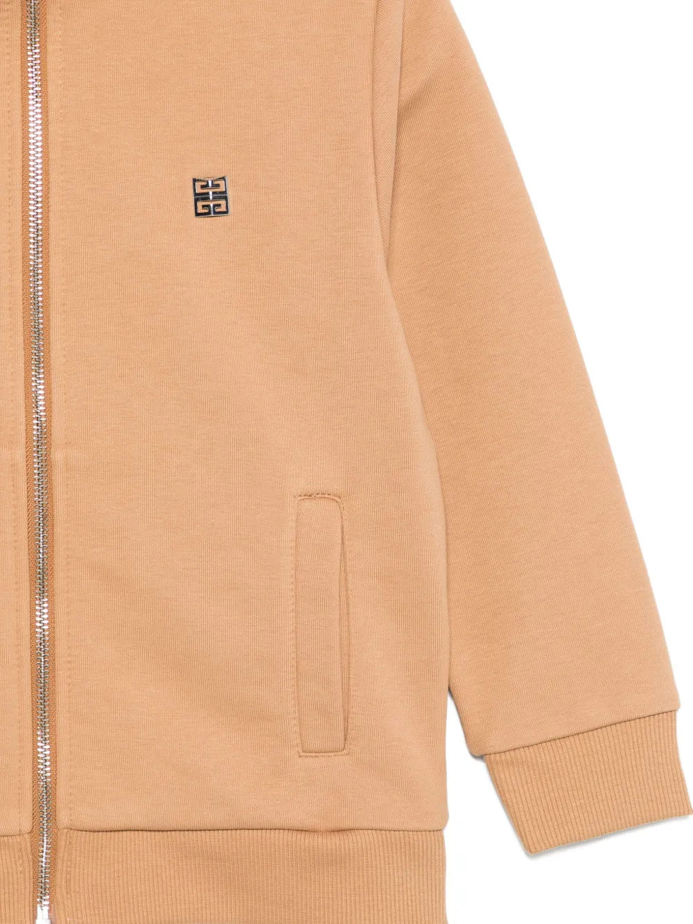 Худи на молнии с логотипом Givenchy Kids, коричневый — фото 3
