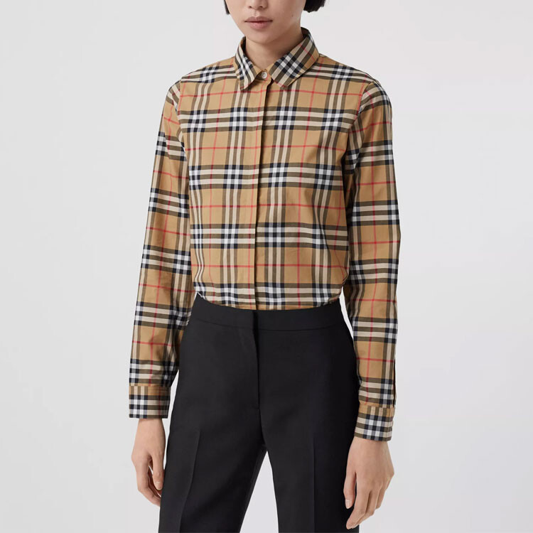 Рубашка женская Burberry, клетчатая, желтый — фото 4