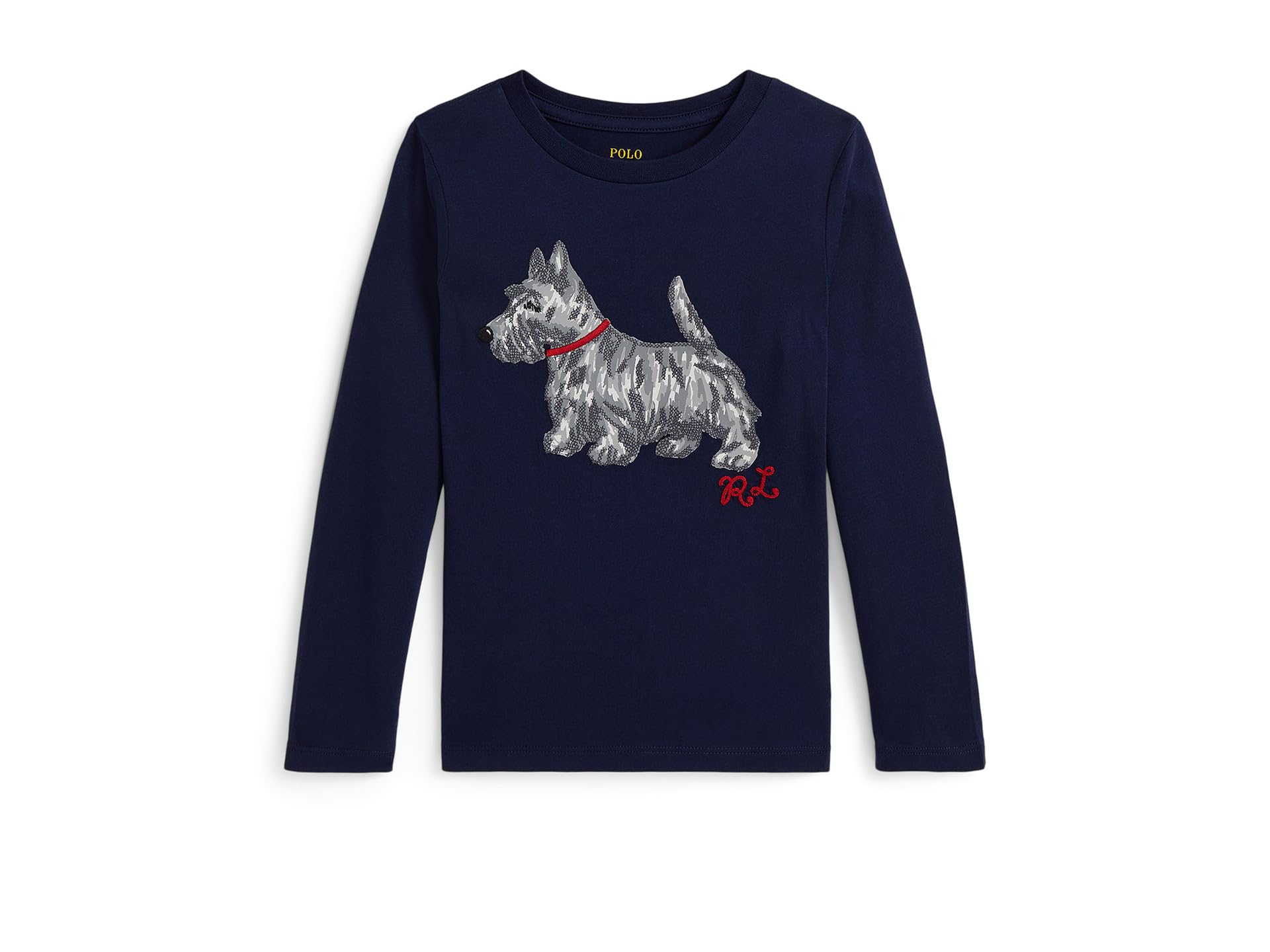 

Футболка Polo Ralph Lauren Kids Dog-Print Cotton Long Sleeve Tee, цвет Refined Navy
