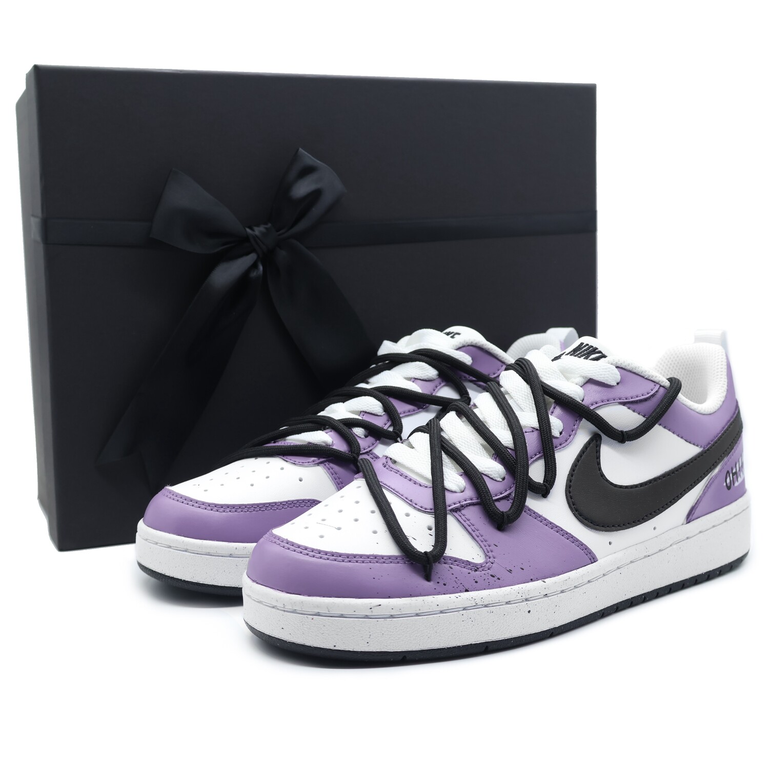 

Кроссовки Nike Court Borough Skateboarding Shoes Women's Low-top Black, White, Purple, фиолетовый