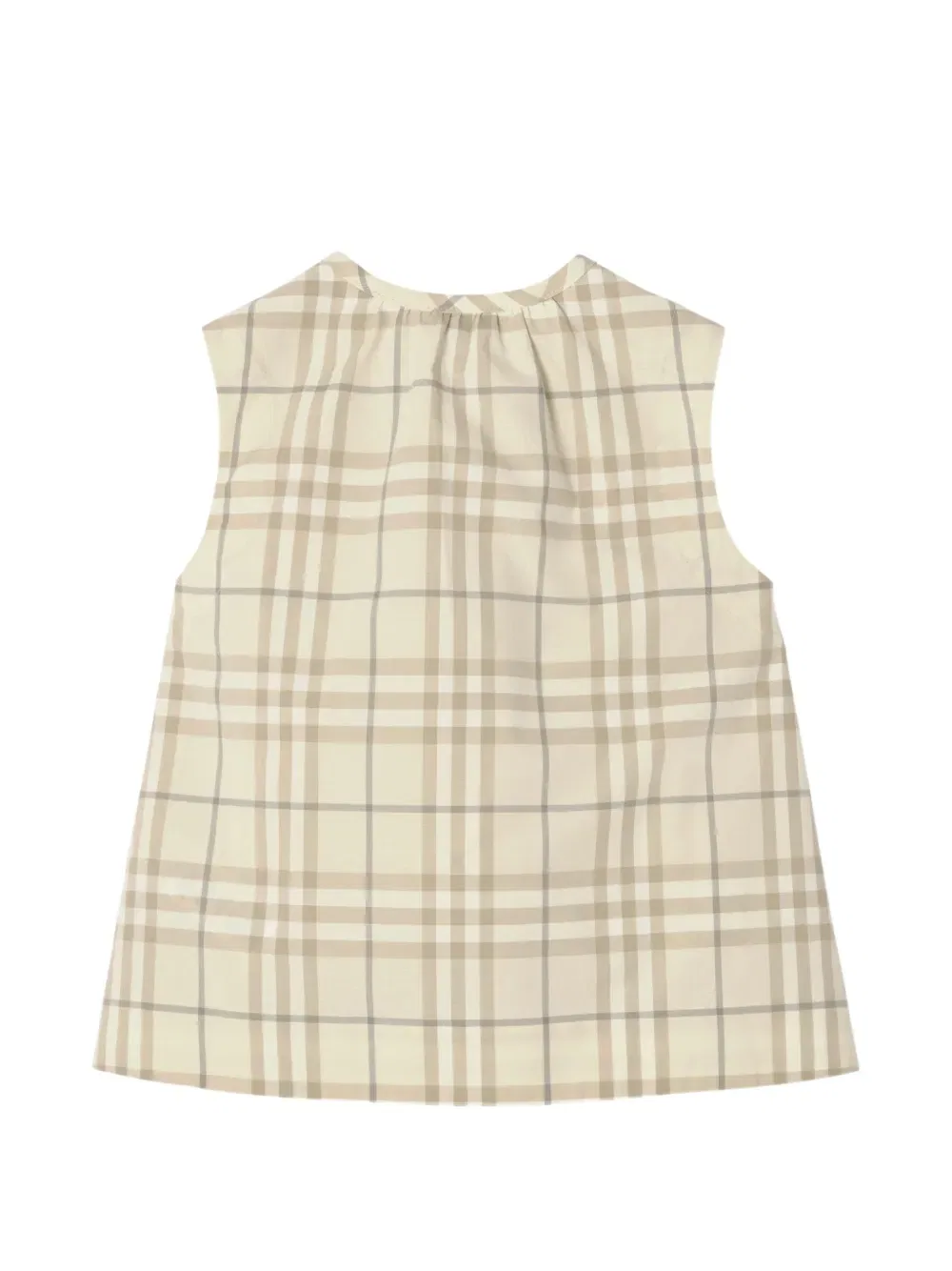 Клетчатый хлопковый топ Burberry Kids, нейтральный — фото 2