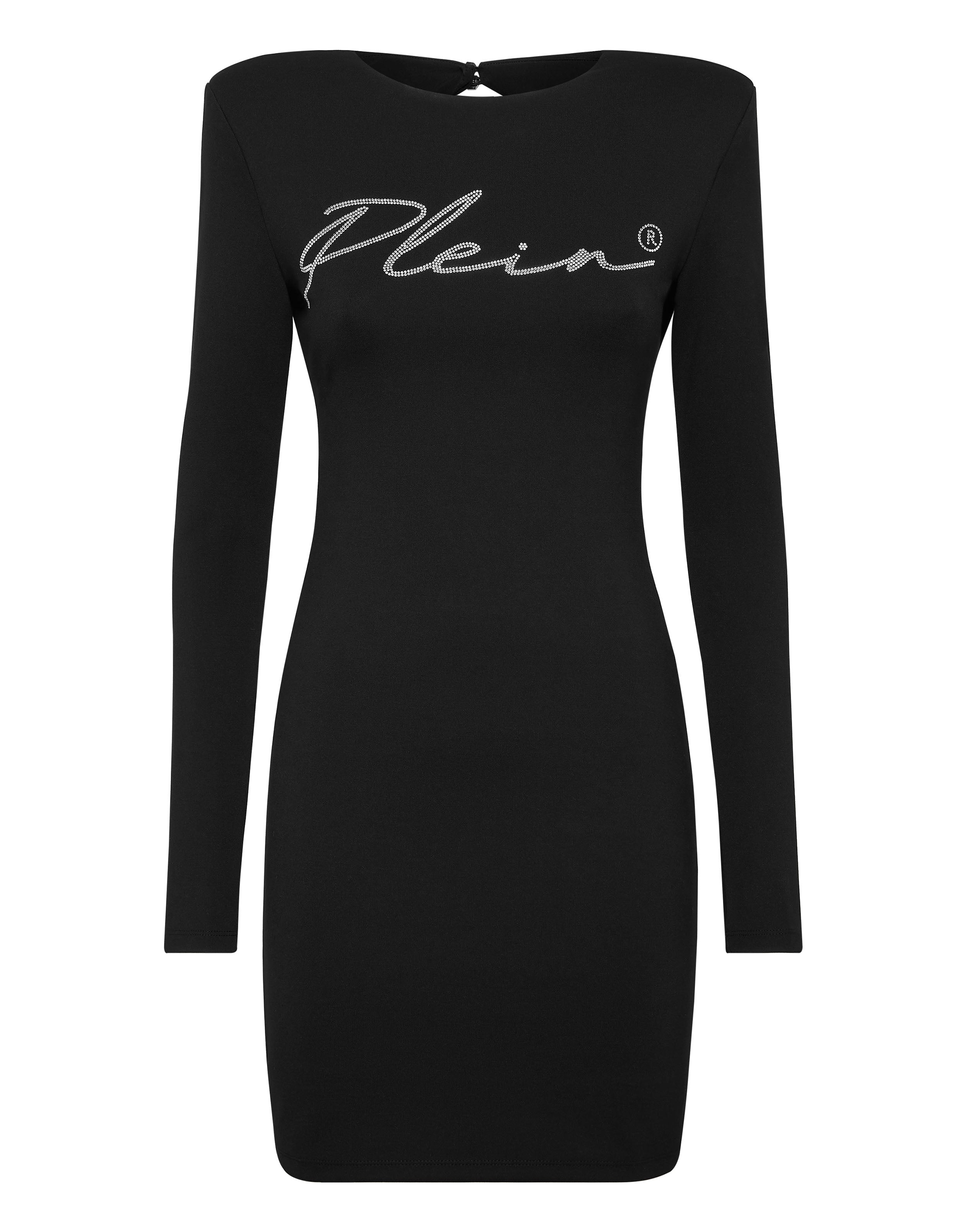 

Мини-платье с длинными рукавами Strass Signature PHILIPP PLEIN, черный