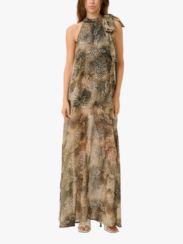 

GZsanka платье макси с принтом змеиной кожи на бретелях Gestuz, Gold/Brown