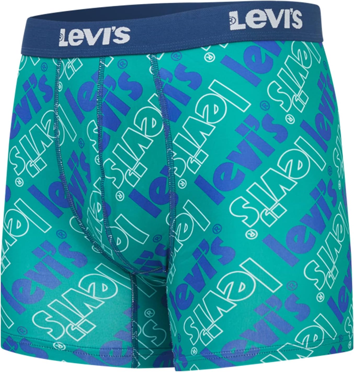 Мужские трусы-боксеры Levi's из микрофибры, ультрамягкие, 4 шт., Logo/2 Blue/Green — фото 3