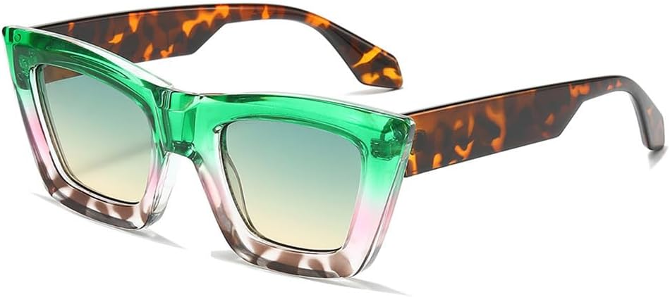 

Солнцезащитные очки «кошачий глаз» с двухцветной подсветкой для женщин и мужчин с градиентной защитой UV400, идеально подходят для путешествий на открытом воздухе и вождения UYPTK, Green Leopard