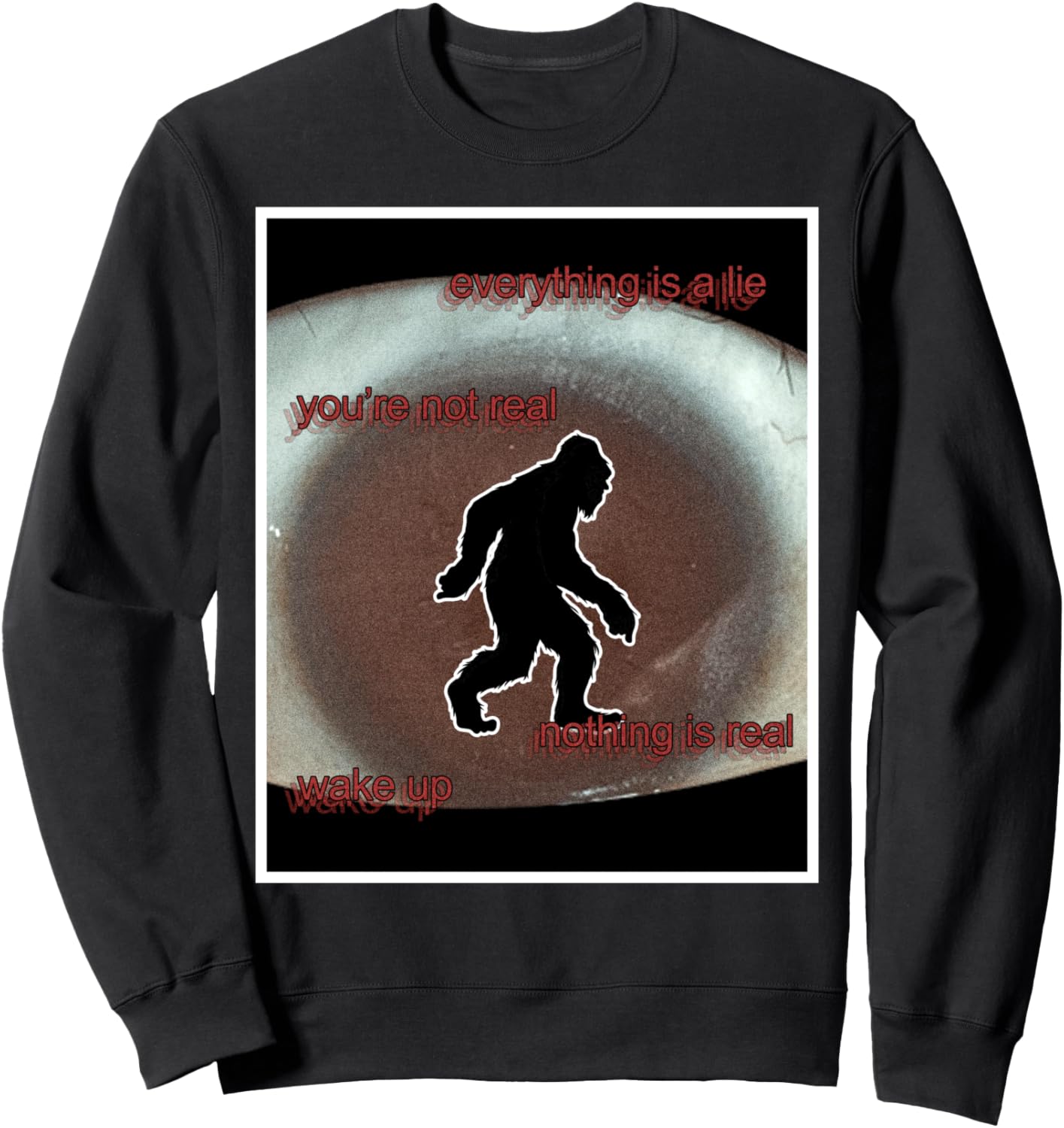 

Странная толстовка в стиле Weirdcore, Dream Core, с изображением Бигфута и жутких глаз, черная Odecore, Dreamcore & Warecore Aesthetic Clothing