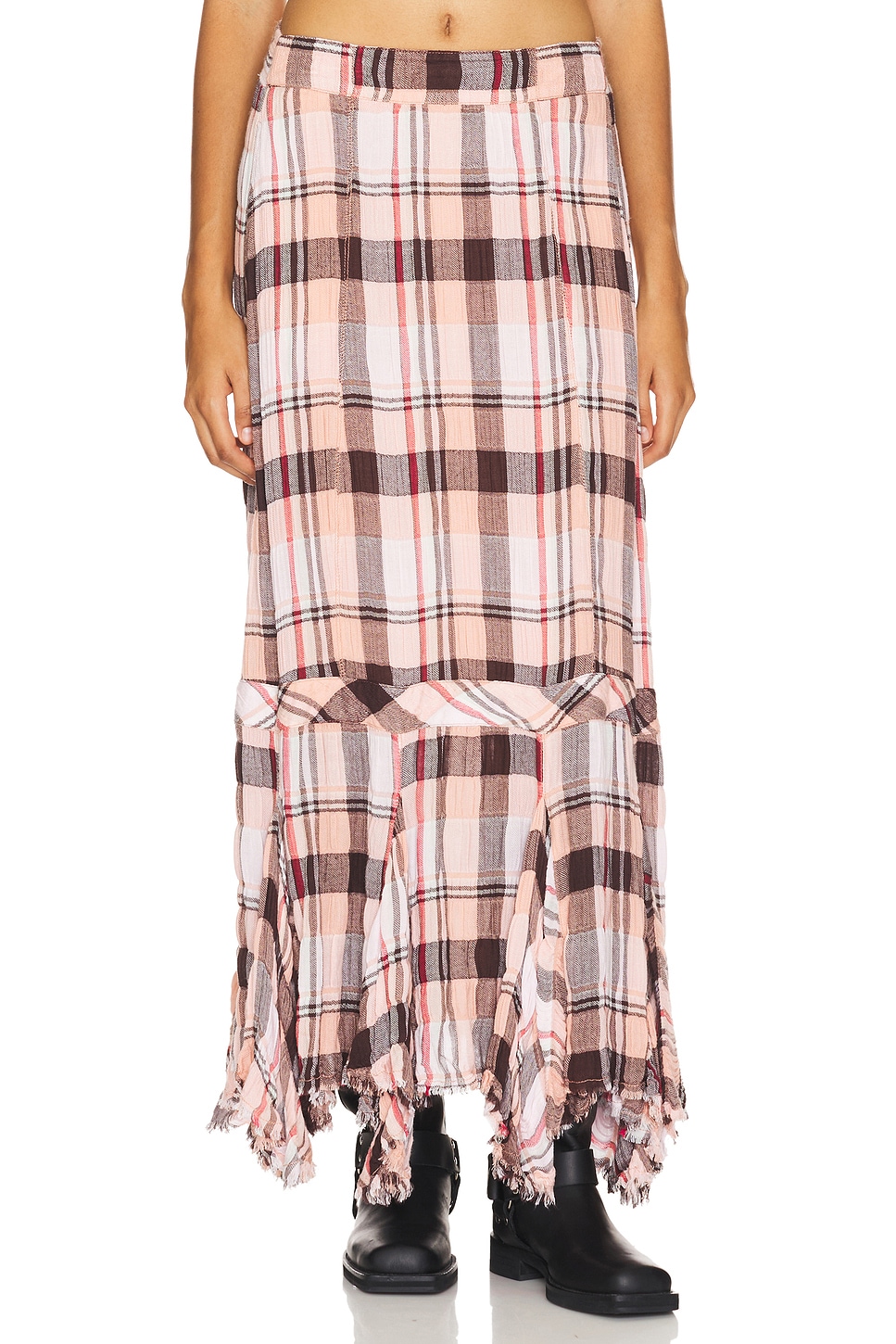 

Юбка макси в клетку бордо Free People, цвет soft combo