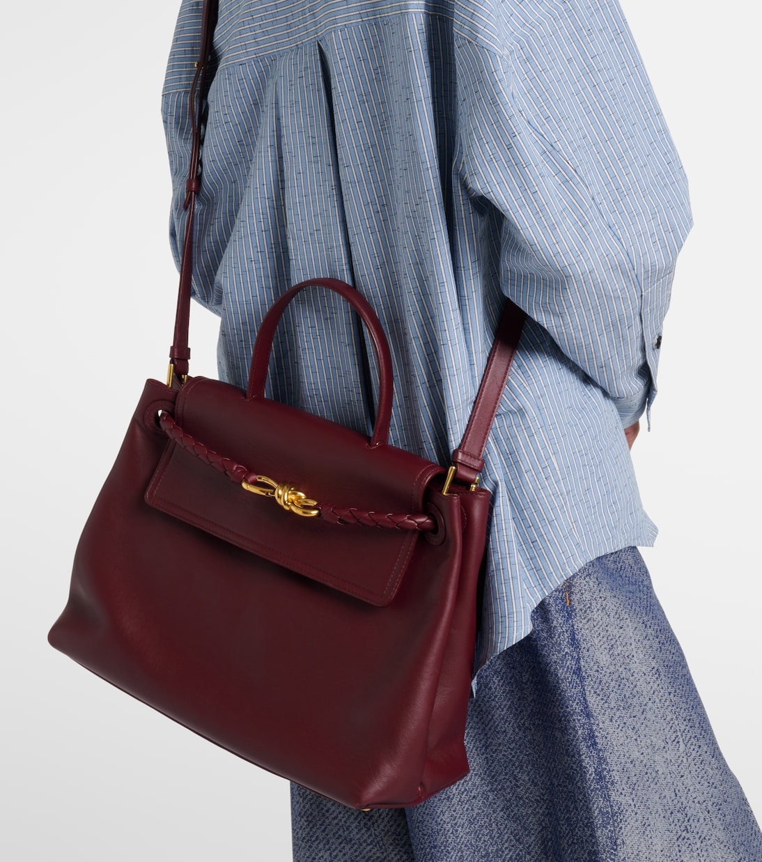 Ciao Ciao сумка из кожи среднего размера Bottega Veneta, Barolo-M Brass — фото 2