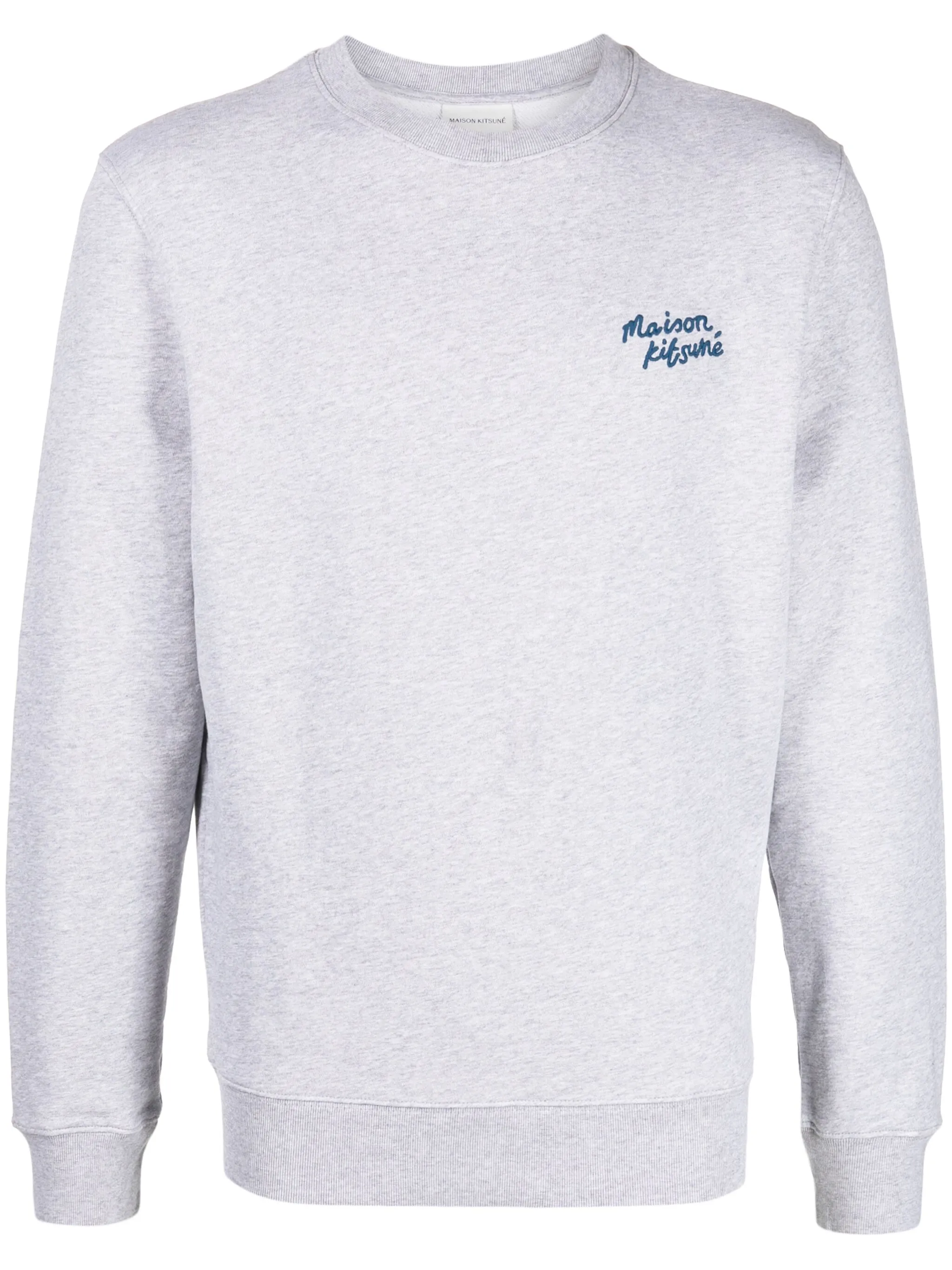 

Меланжевая толстовка с вышитым логотипом Maison Kitsuné, серый