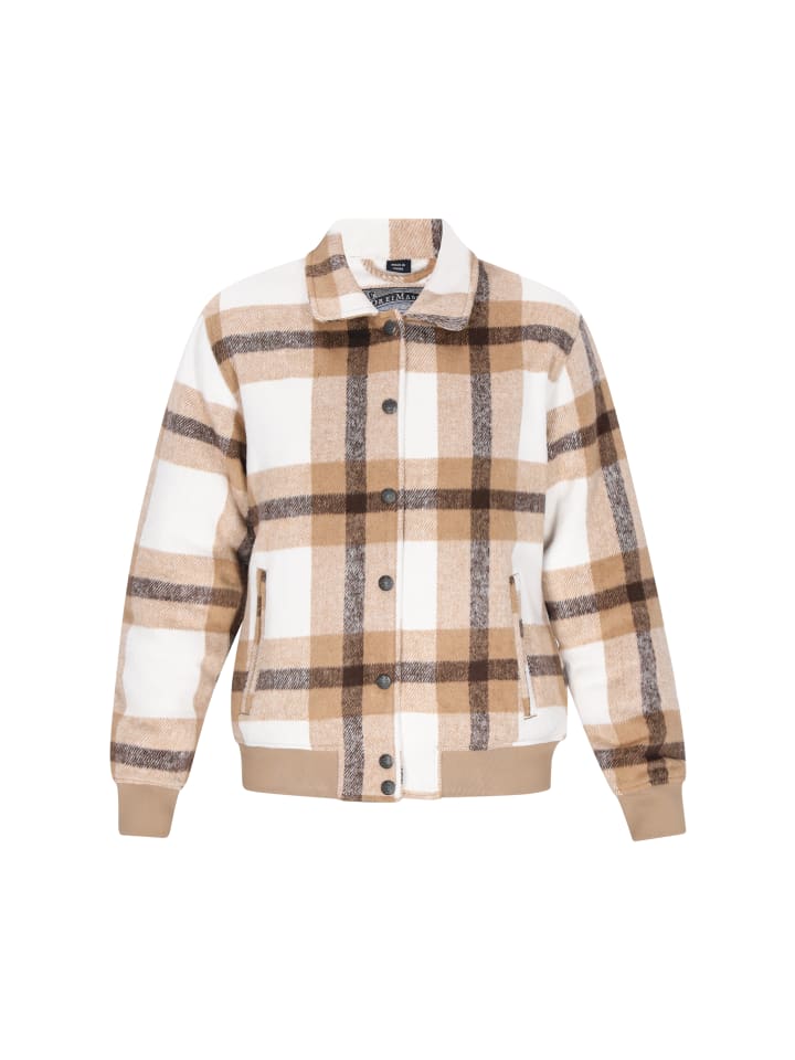 

Женская куртка бежевого цвета с разноцветными вставками DreiMaster Vintage