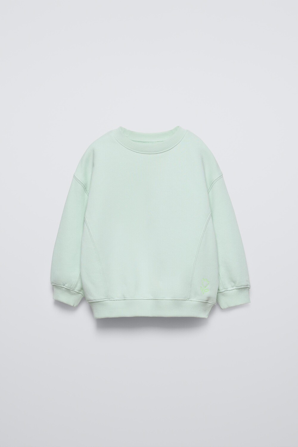 

Однотонная толстовка с вышитыми деталями ZARA, светло-зеленый