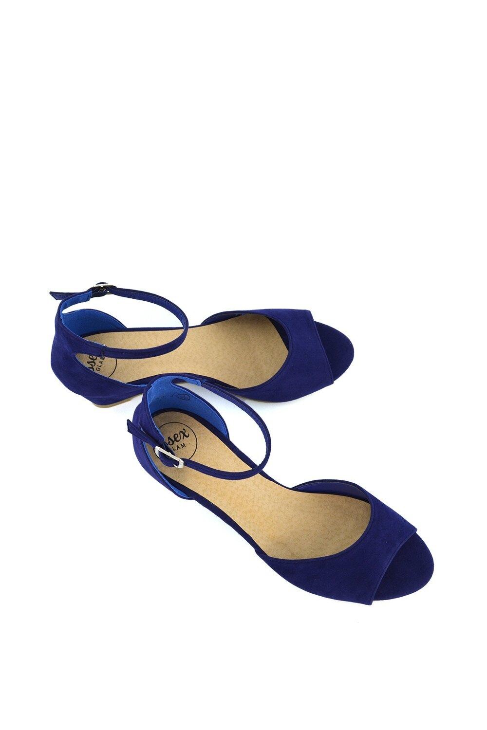 Босоножки на средней танкетке 'Lottie' Peeptoe XY London, темно-синий — фото 3