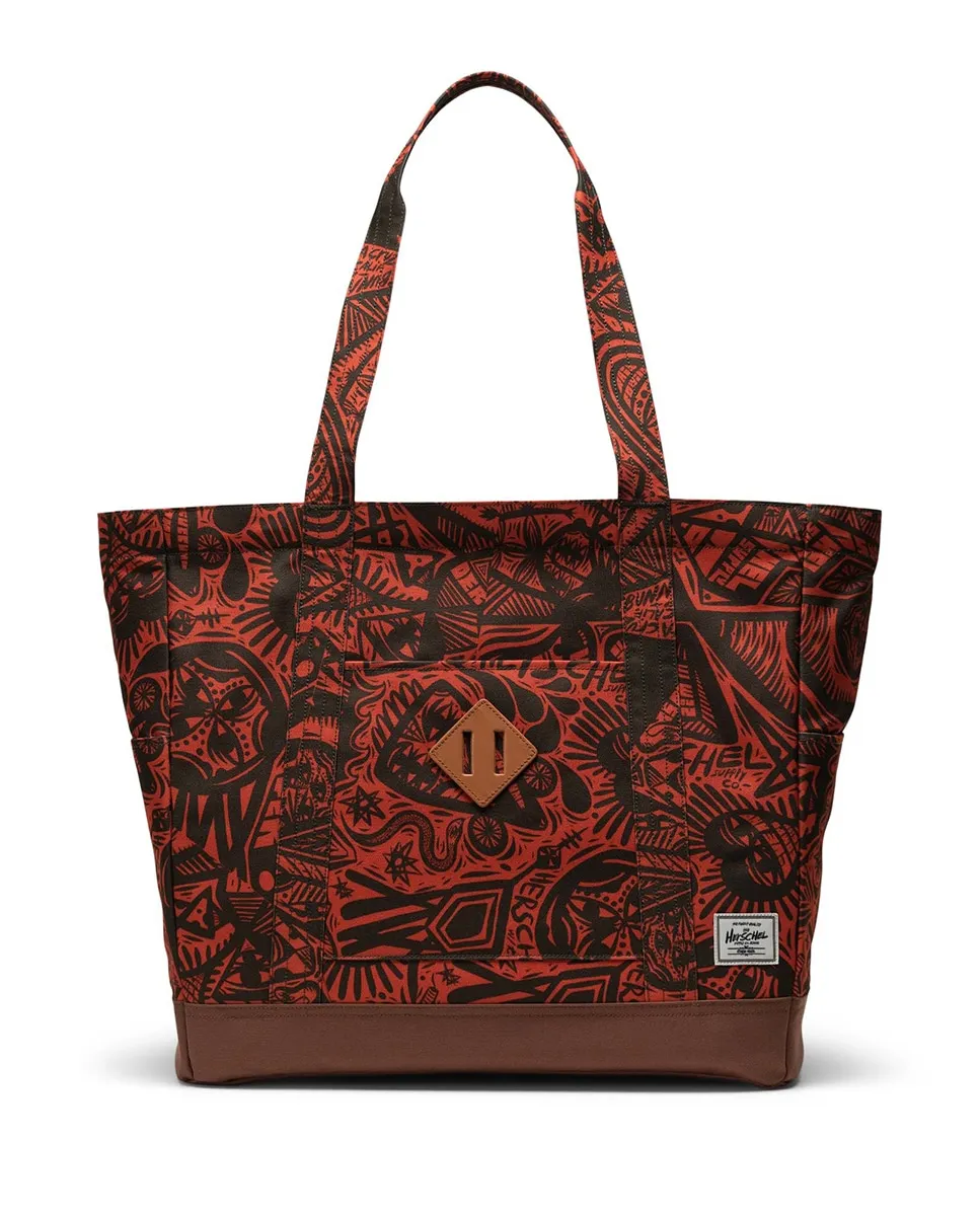 

Экологичная унисекс сумка-шоппер объемом 24,5 л с принтом и молнией Herschel, коричневый