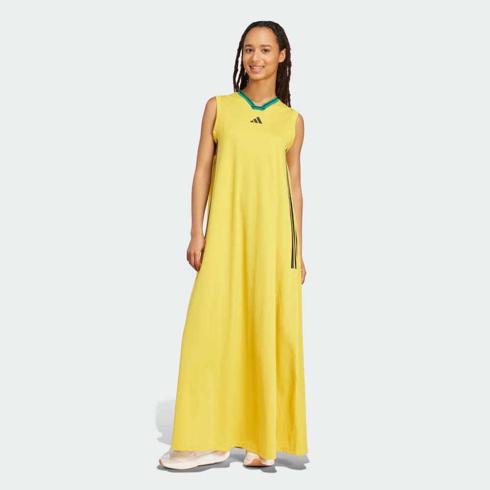 

Платье Adidas Tiro Cut 3-Stripes Soft Mesh Long Dress, цвет Hazy Yellow/Black/Bold Green