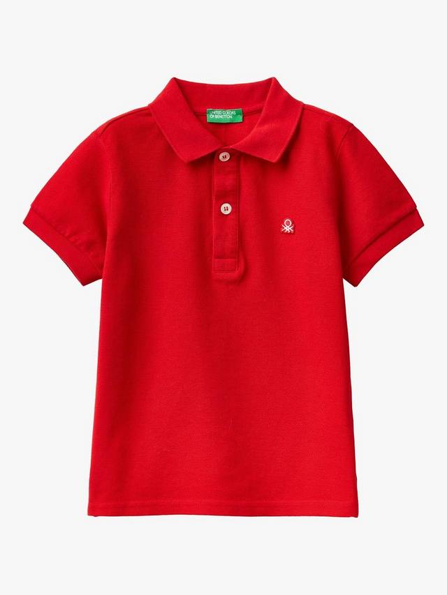 

Детская хлопковая поло с коротким рукавом Benetton, Dark Red