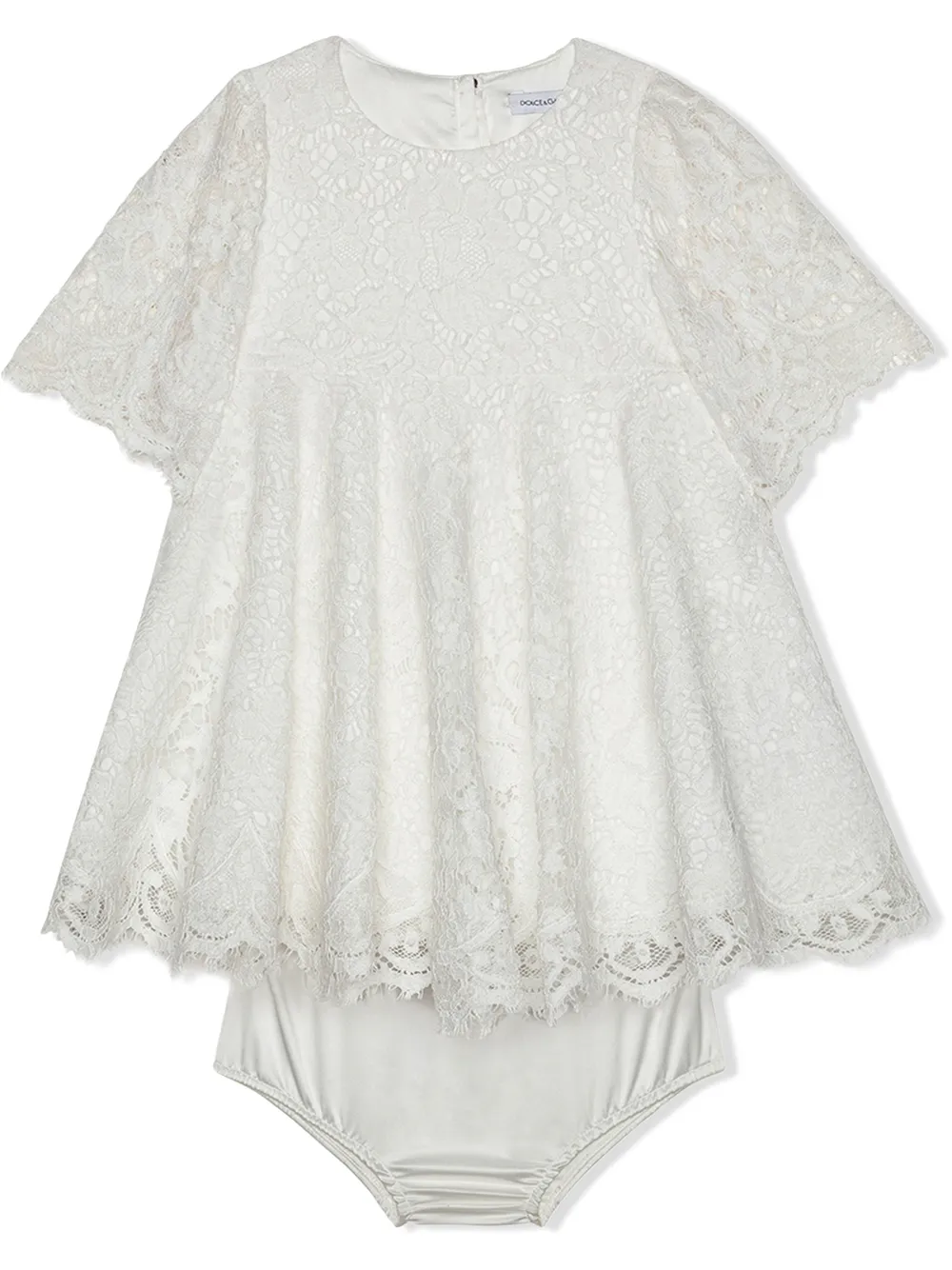 

Кружевное платье с короткими рукавами Dolce & Gabbana Kids, белый