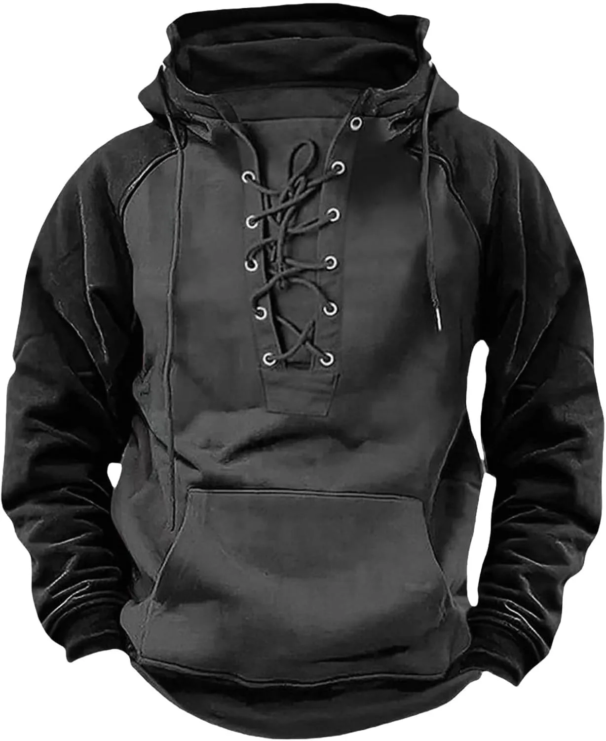 

Мужская вязаная толстовка с капюшоном Vintage Tactical, цветной блок, шнуровка