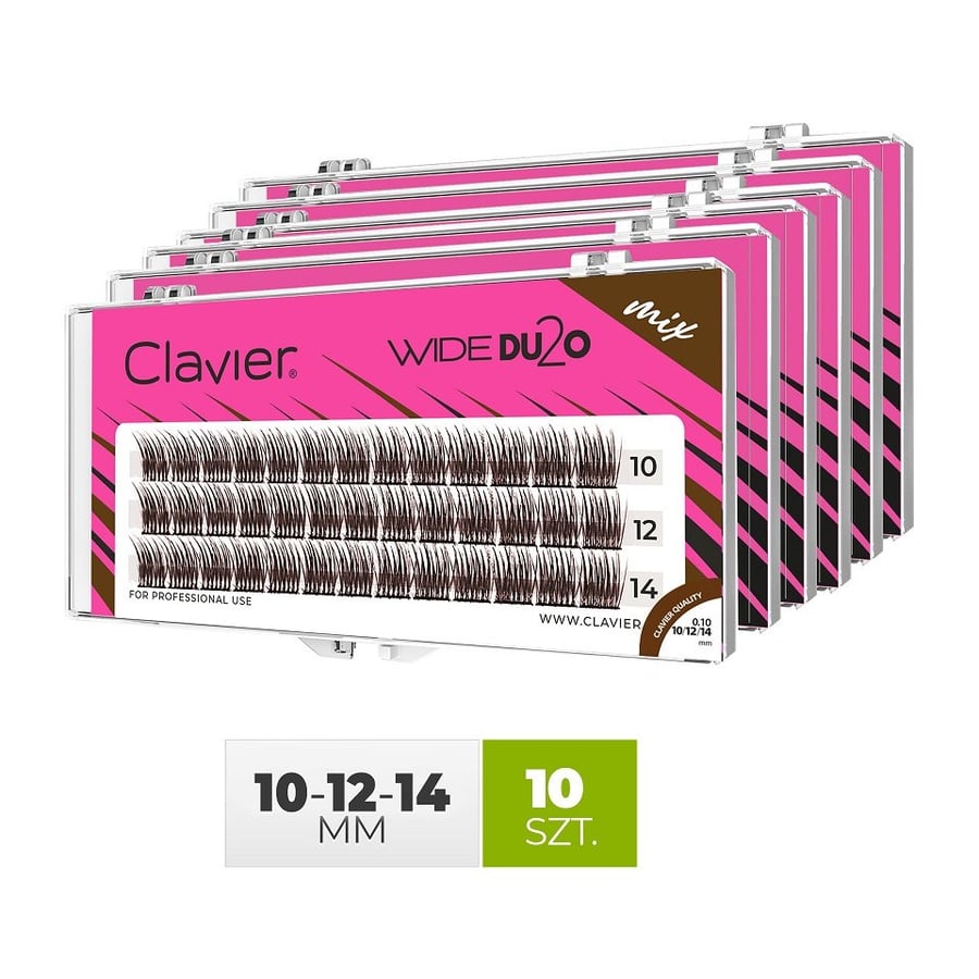 

Микс из пучков ресниц Wide Du2o Brown 10/12/14 мм, изгиб C, 10D - упаковка 10 шт. Clavier