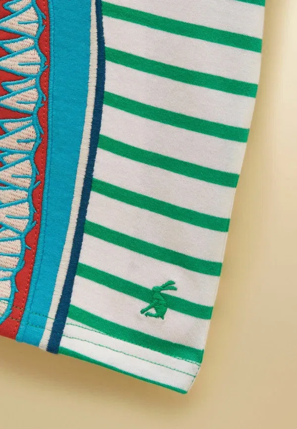 Футболка для мальчиков Joules Archie Applique Graphic, зеленая полоска — фото 4