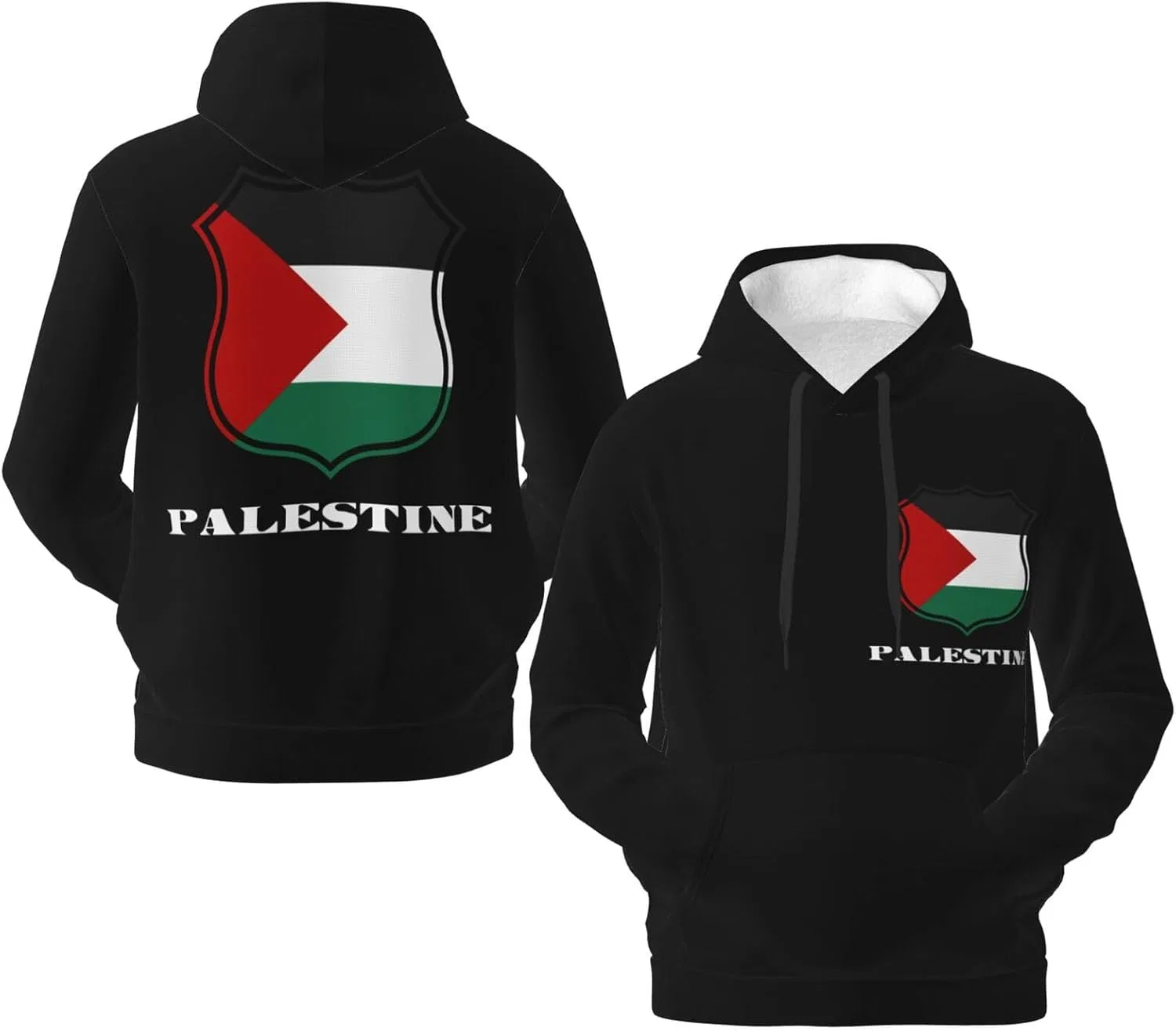 Мужская флисовая толстовка с капюшоном Palestine Palestinian Vintage Emblem и карманом Generic, черный