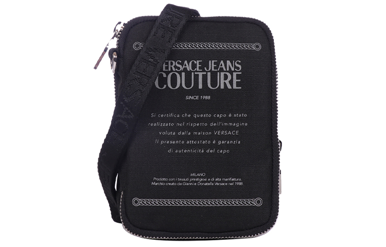 

VERSACE JEANS COUTURE Нейлоновая наплечная сумка через плечо малого размера мужская черная серая